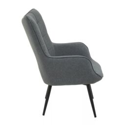 Orsina High Back Fabric Armchair with Black Legs, Versatile Durable Armchair, Easy to Maintain Bucket Chair in Grey - thumbnail 3