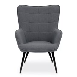 Orsina High Back Fabric Armchair with Black Legs, Versatile Durable Armchair, Easy to Maintain Bucket Chair in Grey