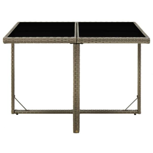 Berkfield Home Garden Table Grey 109x107x74 cm Poly Rattan & Glass - Size: 109 x 107 x 74 cm - image 1