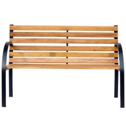 Kelvenix 2 Seater Garden Bench Metal Legs Wooden Slatted Seat in Brown - Size: 0.6m2