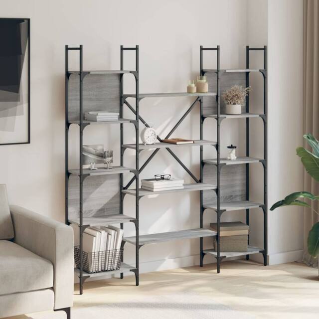 Berkfield Home Decorative Bookshelf Grey Sonoma 155.5x24x166.5 cm Engineered Wood - image 1