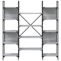 Berkfield Home Decorative Bookshelf Grey Sonoma 155.5x24x166.5 cm Engineered Wood - thumbnail 5
