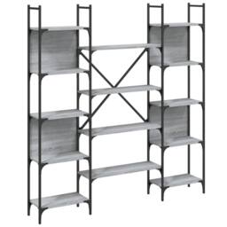 Berkfield Home Decorative Bookshelf Grey Sonoma 155.5x24x166.5 cm Engineered Wood - thumbnail 3