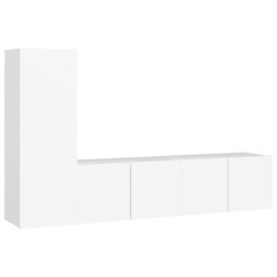 Berkfield Home 3 Piece TV Cabinet Set White Engineered Wood - thumbnail 2