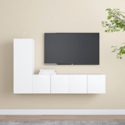 Berkfield Home 3 Piece TV Cabinet Set White Engineered Wood - thumbnail 1