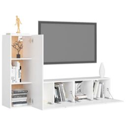 Berkfield Home 3 Piece TV Cabinet Set White Engineered Wood - thumbnail 3