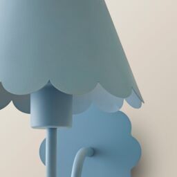 ValueLights Hattie Pair of Rechargeable Metal Scalloped Edge Wall Lights in Mid Blue - thumbnail 5