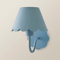 ValueLights Hattie Pair of Rechargeable Metal Scalloped Edge Wall Lights in Mid Blue - thumbnail 4