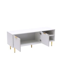 Moderna White MMT TV Stand, TV Stand Cabinet with Fluted Ribbed Gloss Doors & Legs, 130cm TV - thumbnail 6