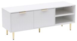 Moderna White MMT TV Stand, TV Stand Cabinet with Fluted Ribbed Gloss Doors & Legs, 130cm TV - thumbnail 5