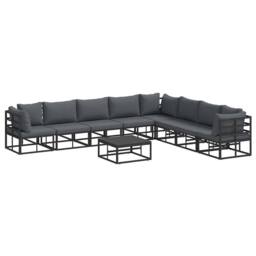 Berkfield Home Garden Sofa Set 9 pcs Black 70 x 70 x 32 cm Aluminium - thumbnail 7