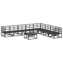 Berkfield Home Garden Sofa Set 9 pcs Black 70 x 70 x 32 cm Aluminium - thumbnail 9