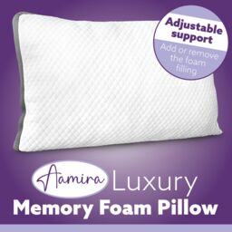 Aamira Luxury Shredded Memory Foam Bed Pillow 70x45cm, Orthopaedic Neck Back & Side Support, Bamboo Washable Cover in White - Size: 70x45 cm - thumbnail 9