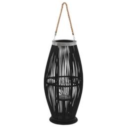 Berkfield Home Hanging Candle Lantern Holder Bamboo Black 60 cm - thumbnail 2