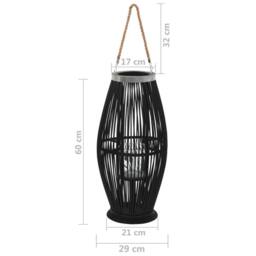 Berkfield Home Hanging Candle Lantern Holder Bamboo Black 60 cm - thumbnail 5
