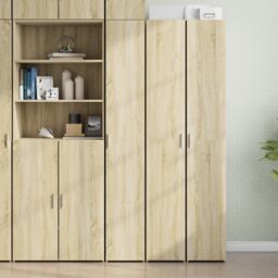 Berkfield Home Highboard Sonoma Oak 30x42.5x185 cm Engineered Wood in Brown - thumbnail 1