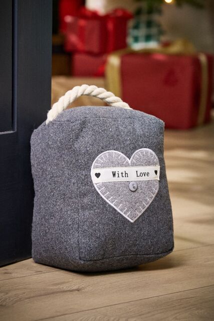 Dibor Traditional Made with Love Grey Heart Door Stopper Decorative Door Stop - image 1