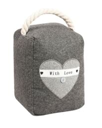 Dibor Traditional Made with Love Grey Heart Door Stopper Decorative Door Stop - thumbnail 2
