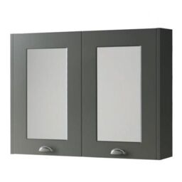 Clifton Matt Grey Bathroom Mirror Cabinet 80cm Wide in Charcoal