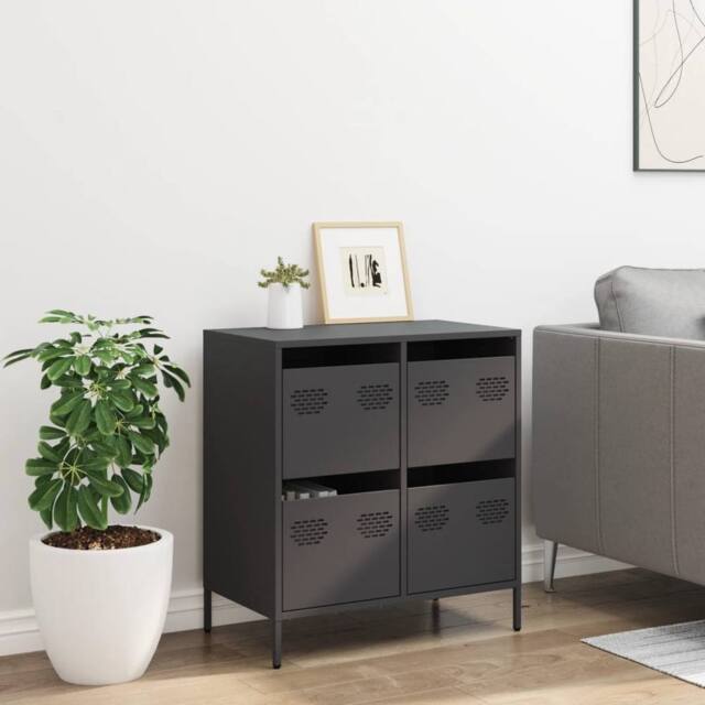 Berkfield Home Sideboard¬†Black 68x39x73.5 cm Cold-rolled Steel in Black - image 1