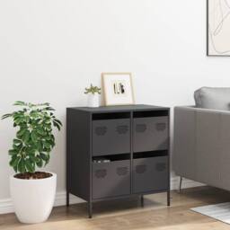 Berkfield Home Sideboard¬†Black 68x39x73.5 cm Cold-rolled Steel in Black - thumbnail 1