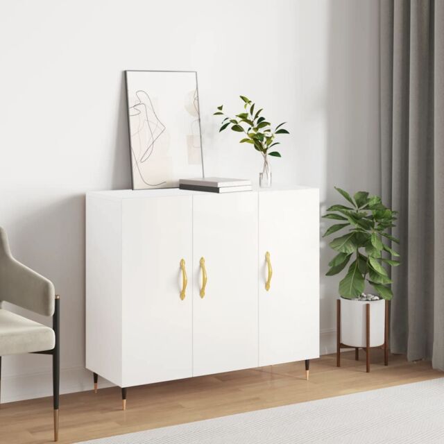 Berkfield Home Sideboard White 90x34x80 cm Engineered Wood - Size: 90 x 34 x 80 cm - image 1