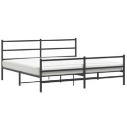 Berkfield Home Metal Bed Frame without Mattress with Footboard¬†Black 183x213cm in Black - Size: 183x213 cm - thumbnail 1