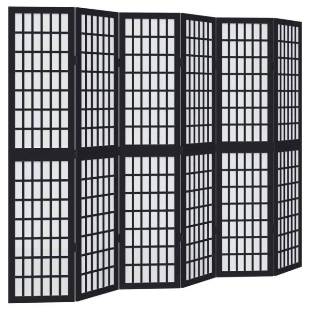 Berkfield Home Room Divider 6 Panels Black Solid Wood Paulownia - image 1