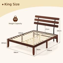 SPETLEK King Size Bed Frame Solid Wood Platform Bed-Walnut in Brown - thumbnail 2