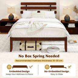 SPETLEK King Size Bed Frame Solid Wood Platform Bed-Walnut in Brown - thumbnail 7