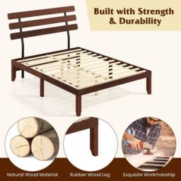 SPETLEK King Size Bed Frame Solid Wood Platform Bed-Walnut in Brown - thumbnail 5