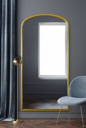 "MirrorOutlet Gold Metal Framed Arched Wall Leaner Mirror 67""x33"" (170x85CM) - Size: 1 Pack" - thumbnail 1