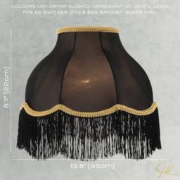 Happy Homewares Classic Chic Victorian Style Lamp Shade in Black Elasticated Fabric - Size: 14 inches - thumbnail 6