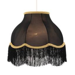 Happy Homewares Classic Chic Victorian Style Lamp Shade in Black Elasticated Fabric - Size: 14 inches - thumbnail 2