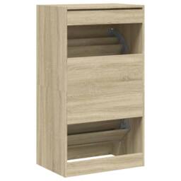 Berkfield Home Shoe Cabinet with 2 Flip-Drawers Sonoma Oak 60x42x108 cm in Light Brown - Size: 60 x 42 x 108 cm - thumbnail 8