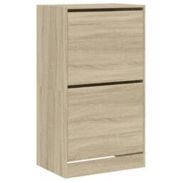 Berkfield Home Shoe Cabinet with 2 Flip-Drawers Sonoma Oak 60x42x108 cm in Light Brown - Size: 60 x 42 x 108 cm - thumbnail 3