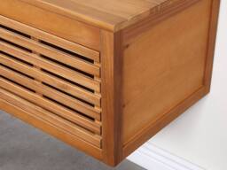 Vente-unique Acacia Wood Wall-Hung Bathroom Unit With Double Basin & Mirrors in Walnut - thumbnail 4