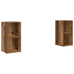 Berkfield Home with Shelf with Storage 2 pcs Old wood 72 x 35 x 36.5 cm Engineered wood in Brown - thumbnail 2