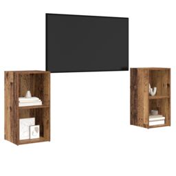 Berkfield Home with Shelf with Storage 2 pcs Old wood 72 x 35 x 36.5 cm Engineered wood in Brown - thumbnail 3