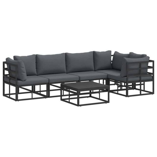 Berkfield Home Garden Sofa Set 6 pcs Black 70 x 70 x 32 cm Aluminium - image 1