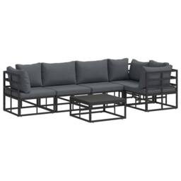 Berkfield Home Garden Sofa Set 6 pcs Black 70 x 70 x 32 cm Aluminium - thumbnail 7