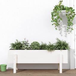 Berkfield Home Garden Raised Bed White 101x30x38 cm Solid Wood Pine - Size: 101 x 30 x 38 cm - thumbnail 2