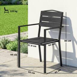 OUTSUNNY Garden Chairs Set of 4, Garden Dining Chairs, HDPE Seat, Black - thumbnail 3