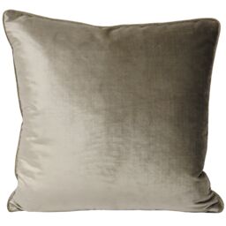 Paoletti Luxe Velvet Piped Cushion in Taupe - Size: 55 cm x 55 cm - thumbnail 2