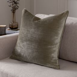 Paoletti Luxe Velvet Piped Cushion in Taupe - Size: 55 cm x 55 cm - thumbnail 1