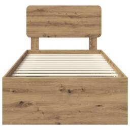 Berkfield Home Bed Frame Artisian Oak 90 x 200 cm Solid Pine Wood in Brown - thumbnail 7