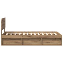 Berkfield Home Bed Frame Artisian Oak 90 x 200 cm Solid Pine Wood in Brown - thumbnail 8