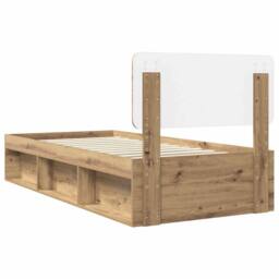 Berkfield Home Bed Frame Artisian Oak 90 x 200 cm Solid Pine Wood in Brown - thumbnail 9