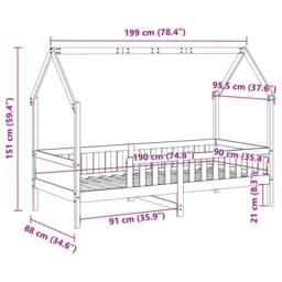 Berkfield Home Kids' House Bed Frame without Mattress Wax Brown 90x190 cm Single Pine - thumbnail 9