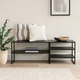 Wyld Haus El Paso Black Metal Open TV Unit 3 Black Shelves - thumbnail 2
